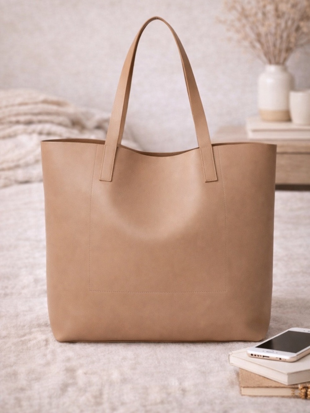 Everlane Tan Leather Tote Bag Structured Shoulder Bag everyday bag
